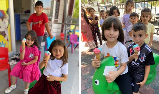 Minikler için elma şekeri ve dondurma şenliği