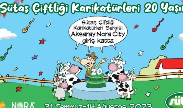 Sütaş Çiftliği Karikatürleri Sergisi Aksaray Nora City'de