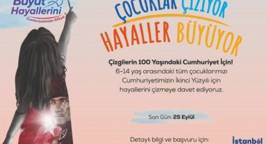 İstanbul'da çocuklar Cumhuriyet için çiziyor