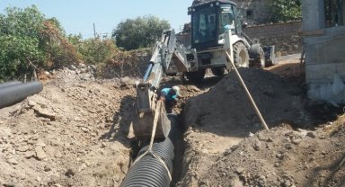 Manisa Akhisar'da yağmursuyu hattı çalışmaları