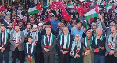 Yeşilli'de Filistin'e destek mitingi düzenlendi