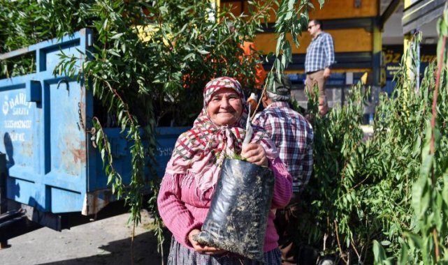 Çiftçiye badem fidanı desteği