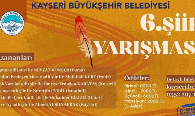 Kayseri Büyükşehir'in şiir yarışması sonuçlandı