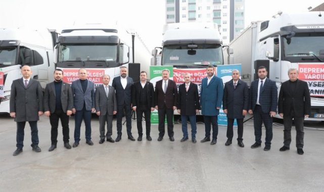 Kayseri Melikgazi'nin yardım tırları Yeşilyurt'a ulaştı