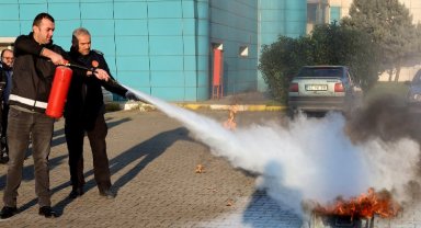 Sakarya'da terminal çalışanlarına yangına müdahale eğitimi