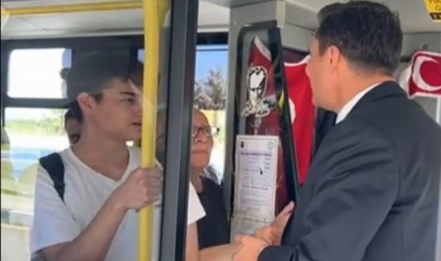 Belediye Başkanı otobüsü durdurdu, şoförü uyardı