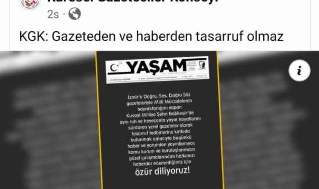 Tasarrufta medyanın hedef alınmasına bir tepki de KGK'dan: Gazeteden ve haberden tasarruf olmaz