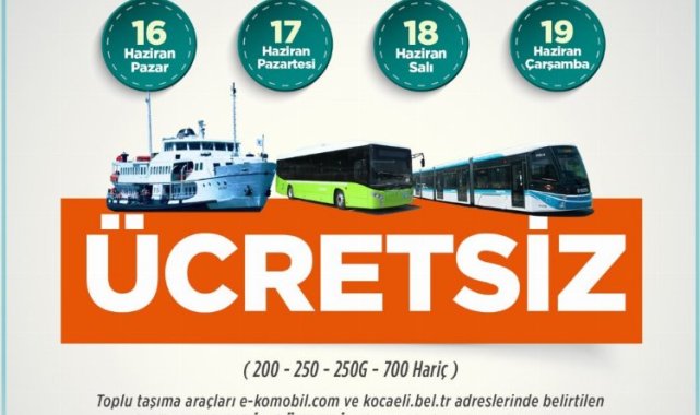 Kocaeli'de 4 gün ücretsiz ulaşım