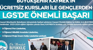 KAYMEK'in ücretsiz kursları ile gençlerden LGS'de önemli başarı