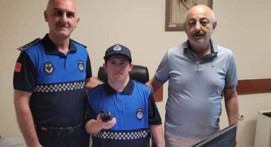 Down Sendromlu Mustafa'nın zabıta olma hayali gerçek oldu
