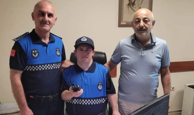 Down Sendromlu Mustafa'nın zabıta olma hayali gerçek oldu