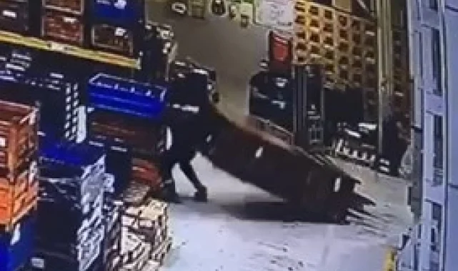 1 ton ağırlığındaki kasalar üzerine düştü!