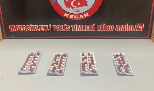Keşan'da 56 adet sentetik ecza ele geçirildi