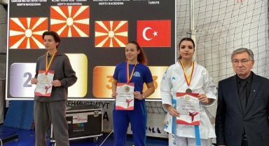 Keşanlı antrenör Şahin'e Makedonya'da bronz madalya