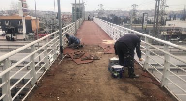 Gebze'deki üst geçidin bakımında sona rötuşlar