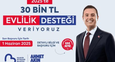 Balıkesir'den 30 bin liralık evlilik desteği