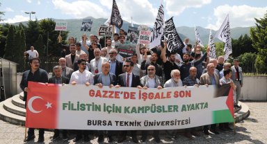 Bursa Teknik Üniversitesi'nde Gazze için çadır nöbeti