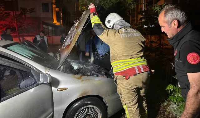 Düzce'de otoparkta otomobil alev aldı