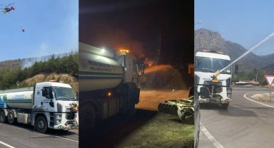 İnegöl Belediyesi'nden yangın bölgesindeki söndürme çalışmalarına destek