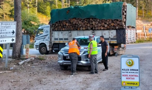 Bursa'da eş zamanlı orman emvali kontrolü