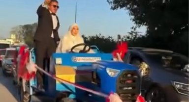 Düzce'de patpat gelin arabası oldu