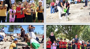 İlkokulların uyum haftasında fidanlar toprakla buluştu