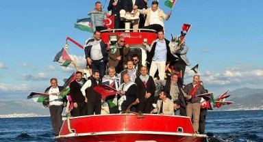 Bursa Mudanya sahilinden 'Sumud Filosu'na destek