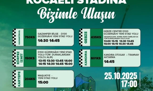 Kocaelispor maçına ulaşım seferberliği