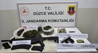 Düzce Gölyaka'da uyuşturucu ve silah operasyonu
