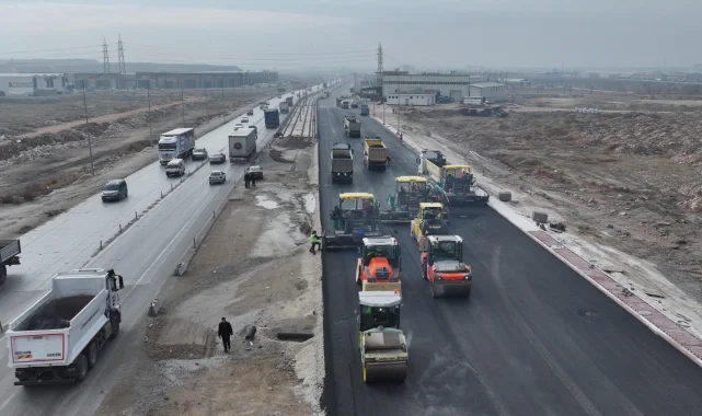 Konya Aslım Caddesi'nde üst yapı çalışması