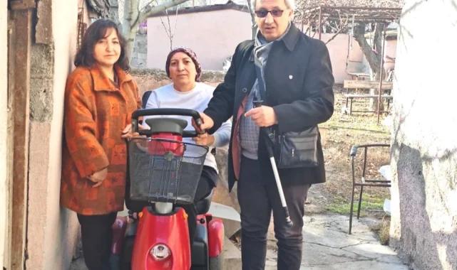Şiddet mağduru kadına akülü araç