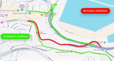 Trabzon'da asfalt çalışması için yol geçici olarak kapandı