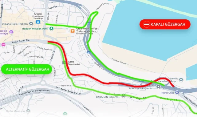 Trabzon'da asfalt çalışması için yol geçici olarak kapandı