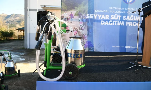 Trabzon'da çiftçilere süt sağım makinesi desteği