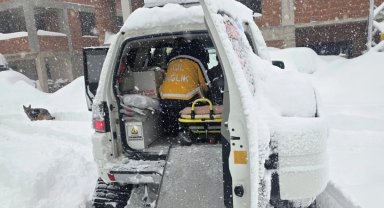 Düzce'de kar paletli ambulansla hasta kurtarıldı