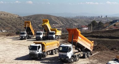 Ankara Keçiören'de dron destekli hafriyat kamyonu denetimi