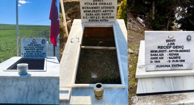 Artvin'de şehit mezarlarına bakım