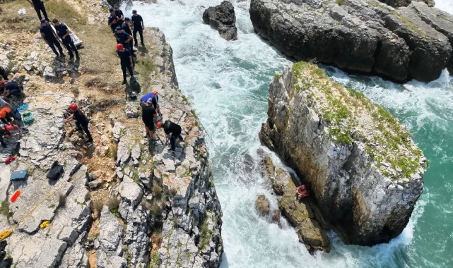 Kocaeli'de kayalıklarda mahsur kaldı, imdadına Büyükşehir İtfaiyesi yetişti