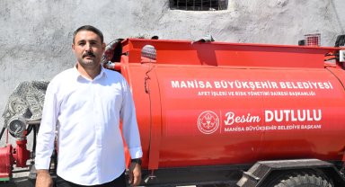 Manisa Büyükşehir'in tankeri yangının köye ulaşmasını engelledi