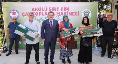 Trabzon'da çay üreticisine şarjlı makine desteği