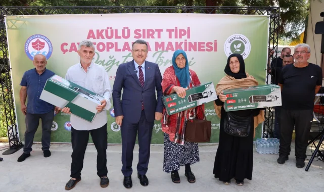 Trabzon'da çay üreticisine şarjlı makine desteği