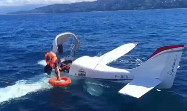 Batum'dan havalanan uçak Rize'de denize acil iniş yaptı! 2 kişi kurtarıldı