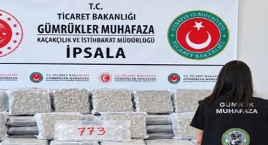 İpsala Gümrük Kapısı'nda 387 kilo skunk ele geçirildi