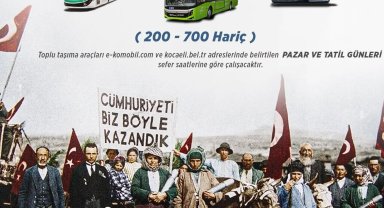 Kocaeli'de 29 Ekim'de toplu ulaşım ücretsiz