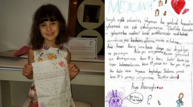 Bursalı Asya'dan sağlık çalışanlarına mektup
