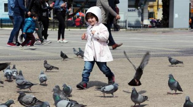 Güvercinleri Minikler Besledi