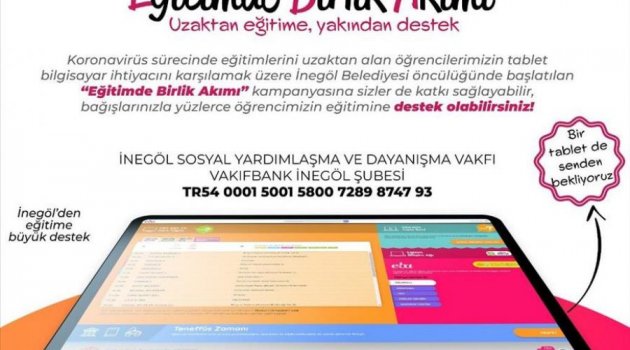 İnegöl'de öğrenciler için tablet kampanyası