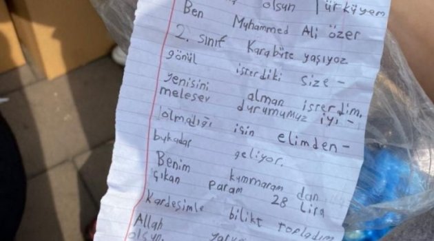 Küçük çocuktan deprem bölgesine ağlatan mektup