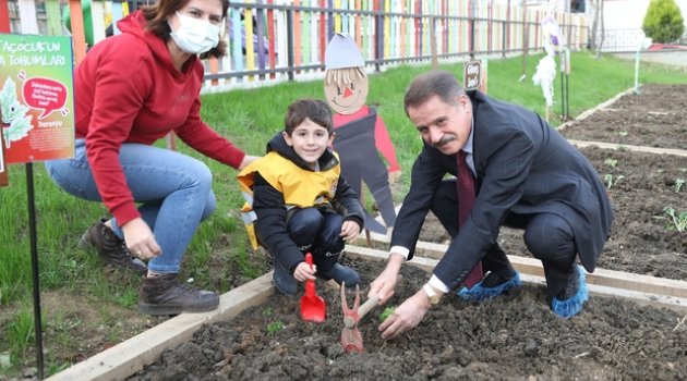 Minikler kışlık sebzelerini dikti