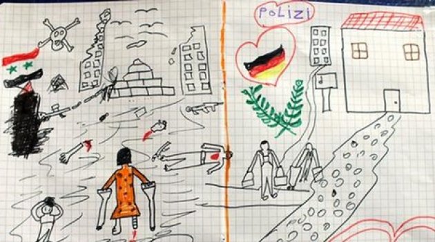 Suriyeli minik ressamdan duygulandıran resim